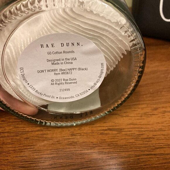 RAE DUNN "QUEEN BEE."Cosmetic Bag and "DON"T WORRY BEE HAPPY" Cotton Rounds Jar - Picture 4 of 6